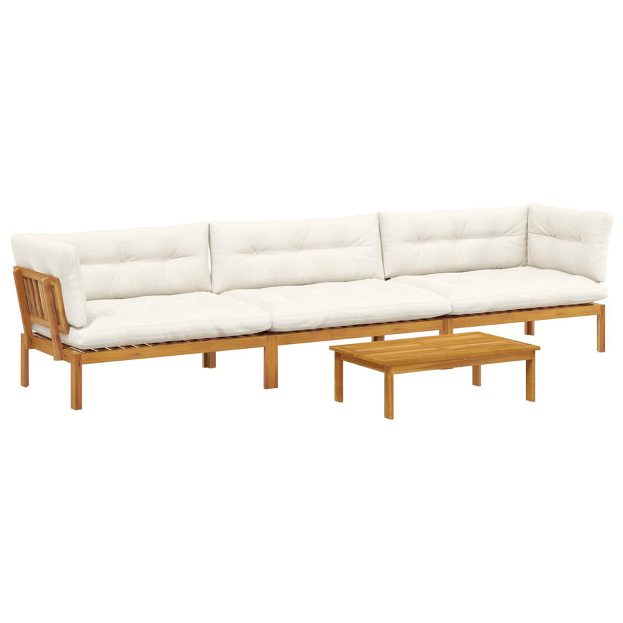 4 Piece Garden Pallet Sofa Units Solid Acacia Wood Natural