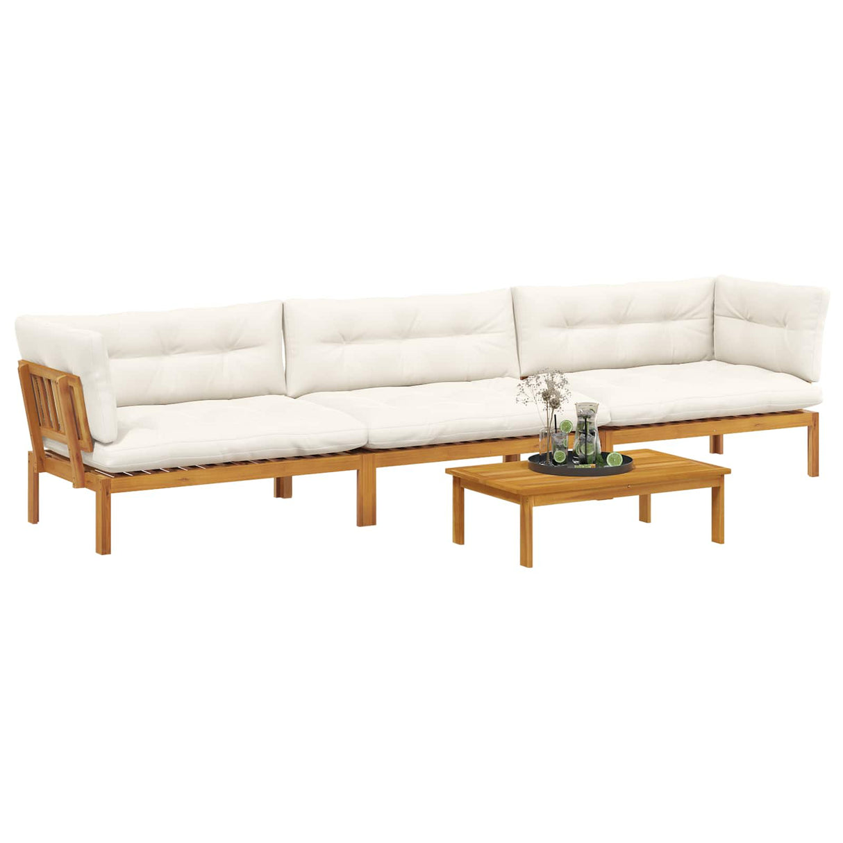 4 Piece Garden Pallet Sofa Units Solid Acacia Wood Natural