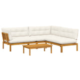 4 Piece Garden Pallet Sofa Units Solid Acacia Wood Natural - Front View