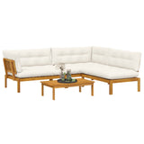 4 Piece Garden Pallet Sofa Units Solid Acacia Wood Natural - Side View