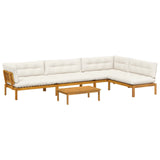 5 Piece Garden Pallet Sofa Units Solid Acacia Wood Natural - Front View