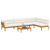 5 Piece Garden Pallet Sofa Units Solid Acacia Wood Natural - Side View