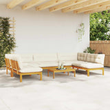 6 Piece Garden Pallet Sofa Units Solid Acacia Wood Natural - Top-Down View