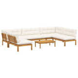 6 Piece Garden Pallet Sofa Units Solid Acacia Wood Natural - Front View