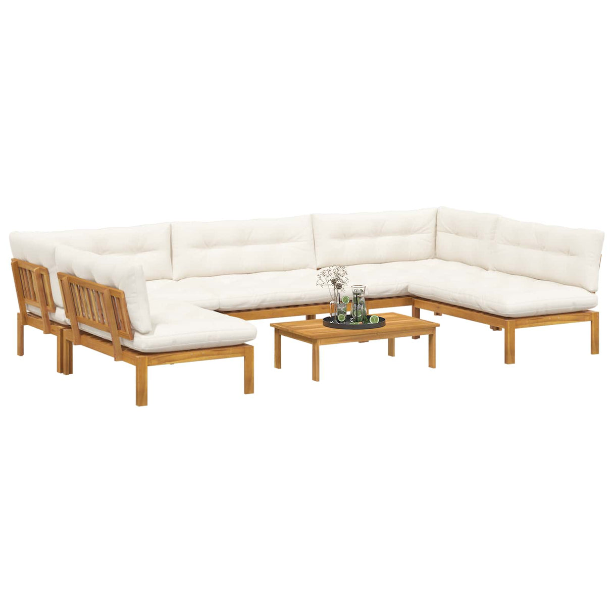 6 Piece Garden Pallet Sofa Units Solid Acacia Wood Natural