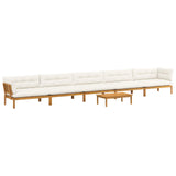 6 Piece Garden Pallet Sofa Units Solid Acacia Wood Natural - Front View
