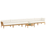 6 Piece Garden Pallet Sofa Units Solid Acacia Wood Natural - Side View