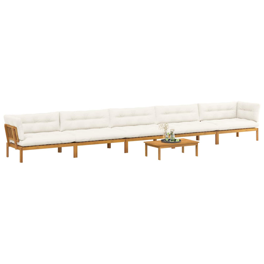6 Piece Garden Pallet Sofa Units Solid Acacia Wood Natural