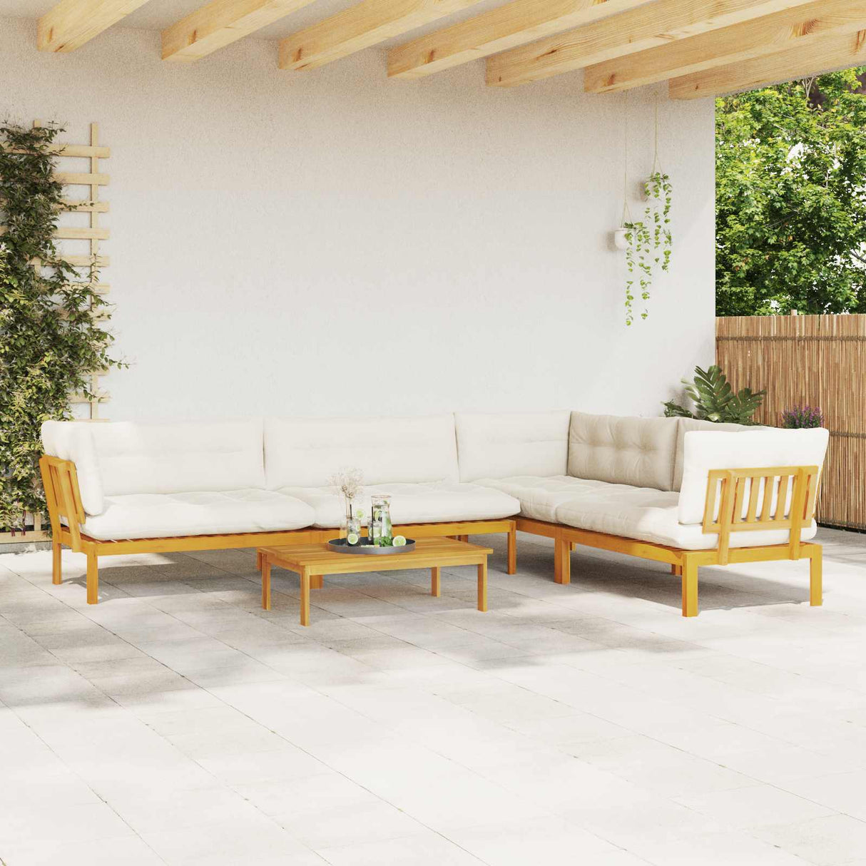 5 Piece Garden Pallet Sofa Units Solid Acacia Wood Natural