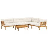 5 Piece Garden Pallet Sofa Units Solid Acacia Wood Natural - Front View