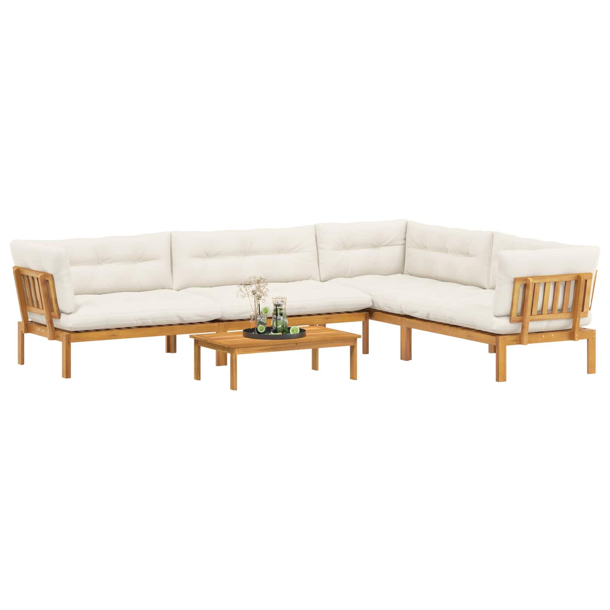 5 Piece Garden Pallet Sofa Units Solid Acacia Wood Natural