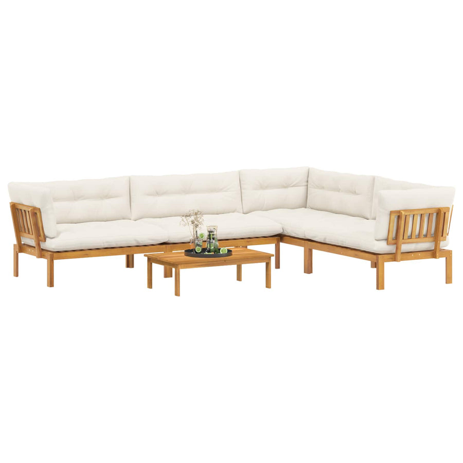 5 Piece Garden Pallet Sofa Units Solid Acacia Wood Natural