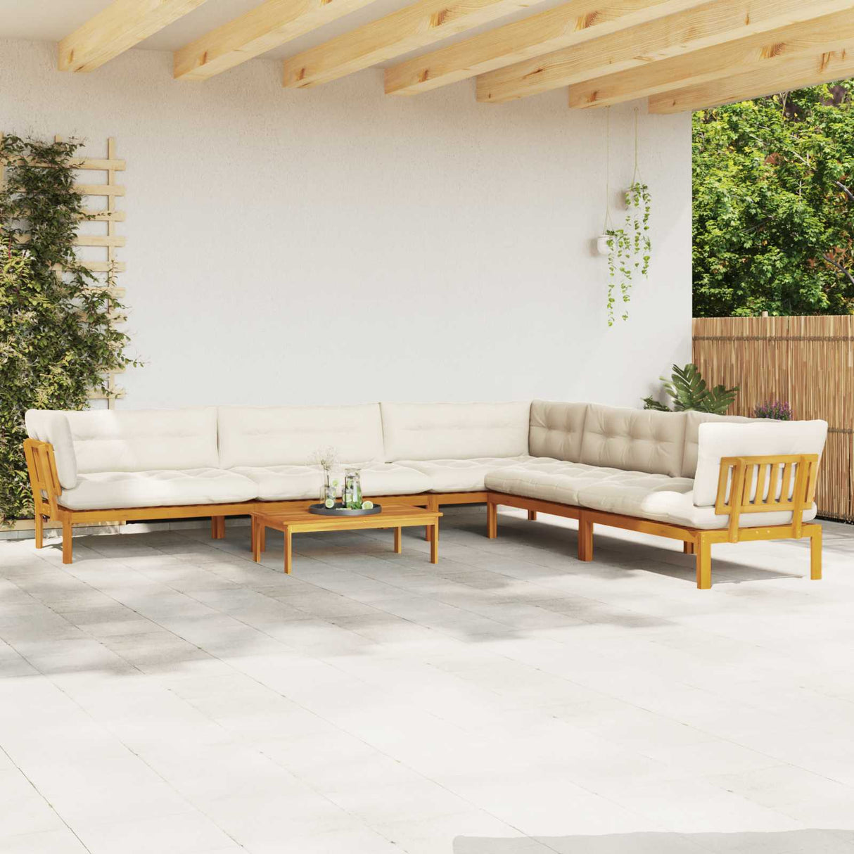 6 Piece Garden Pallet Sofa Units Solid Acacia Wood Natural