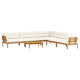 6 Piece Garden Pallet Sofa Units Solid Acacia Wood Natural - Front View