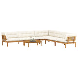 6 Piece Garden Pallet Sofa Units Solid Acacia Wood Natural - Side View