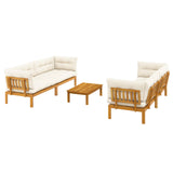 5 Piece Garden Pallet Sofa Units Solid Acacia Wood Natural - Front View