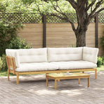 Garden Pallet Sofa Units 2 Piece Light Brown and Cream White