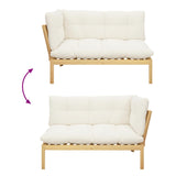 Garden Pallet Sofa Units 2 Piece Light Brown and Cream White - Close-Up Angle