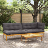3 Piece Garden Pallet Sofa Units Solid Acacia Wood Natural