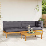 3 Piece Garden Pallet Sofa Units Solid Acacia Wood Natural