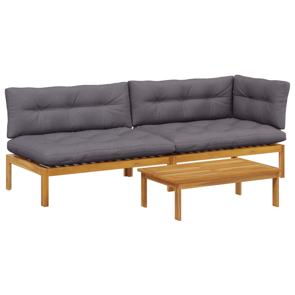 3 Piece Garden Pallet Sofa Units Solid Acacia Wood Natural
