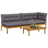 3 Piece Garden Pallet Sofa Units Solid Acacia Wood Natural