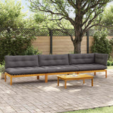 4 Piece Garden Pallet Sofa Units Solid Acacia Wood Natural