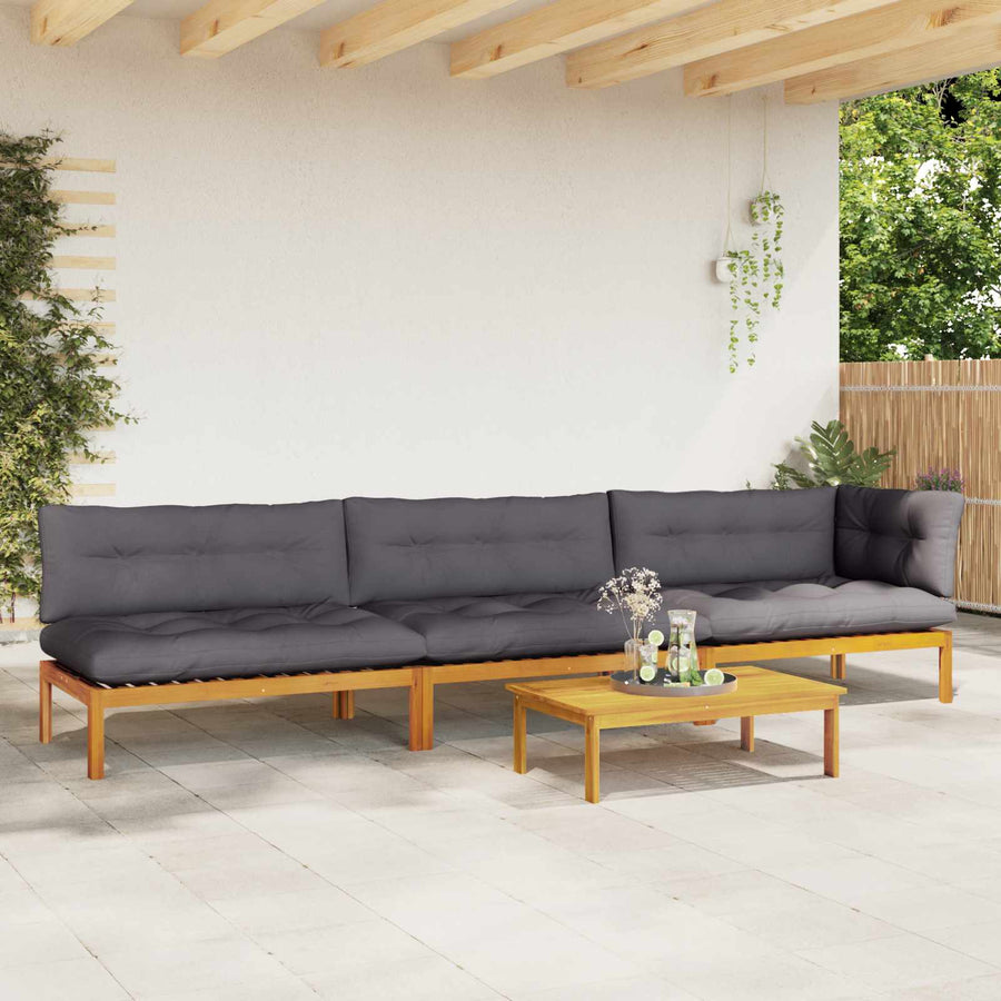4 Piece Garden Pallet Sofa Units Solid Acacia Wood Natural