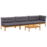 4 Piece Garden Pallet Sofa Units Solid Acacia Wood Natural - Front View