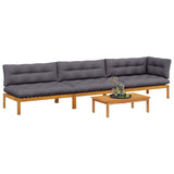 4 Piece Garden Pallet Sofa Units Solid Acacia Wood Natural
