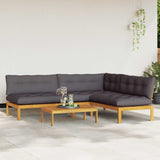 4 Piece Garden Pallet Sofa Units Solid Acacia Wood Natural