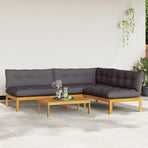 4 Piece Garden Pallet Sofa Units Solid Acacia Wood Natural