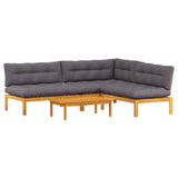 4 Piece Garden Pallet Sofa Units Solid Acacia Wood Natural - Front View