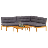 4 Piece Garden Pallet Sofa Units Solid Acacia Wood Natural - Side View