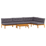 5 Piece Garden Pallet Sofa Units Solid Acacia Wood Natural