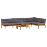 5 Piece Garden Pallet Sofa Units Solid Acacia Wood Natural