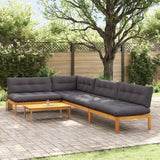5 Piece Garden Pallet Sofa Units Solid Acacia Wood Natural