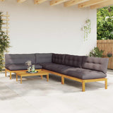 5 Piece Garden Pallet Sofa Units Solid Acacia Wood Natural - Top-Down View