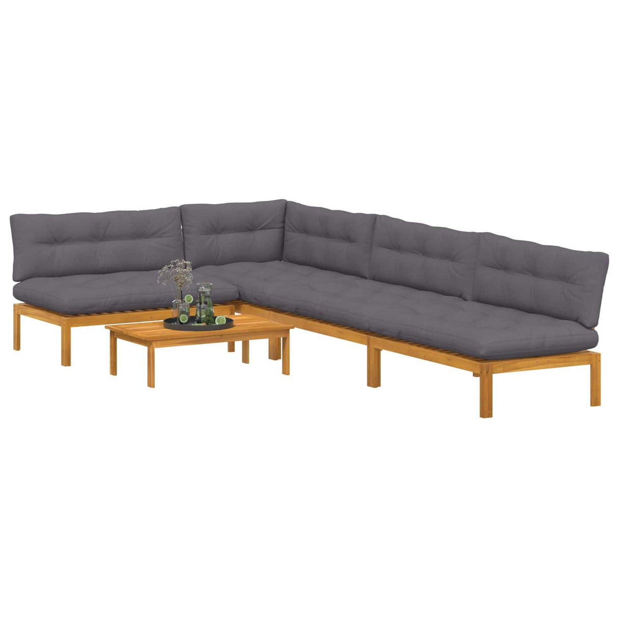 5 Piece Garden Pallet Sofa Units Solid Acacia Wood Natural