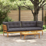 Garden Pallet Sofa Units 2 Piece Natural and Dark Grey