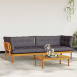 Garden Pallet Sofa Units 2 Piece Natural and Dark Grey
