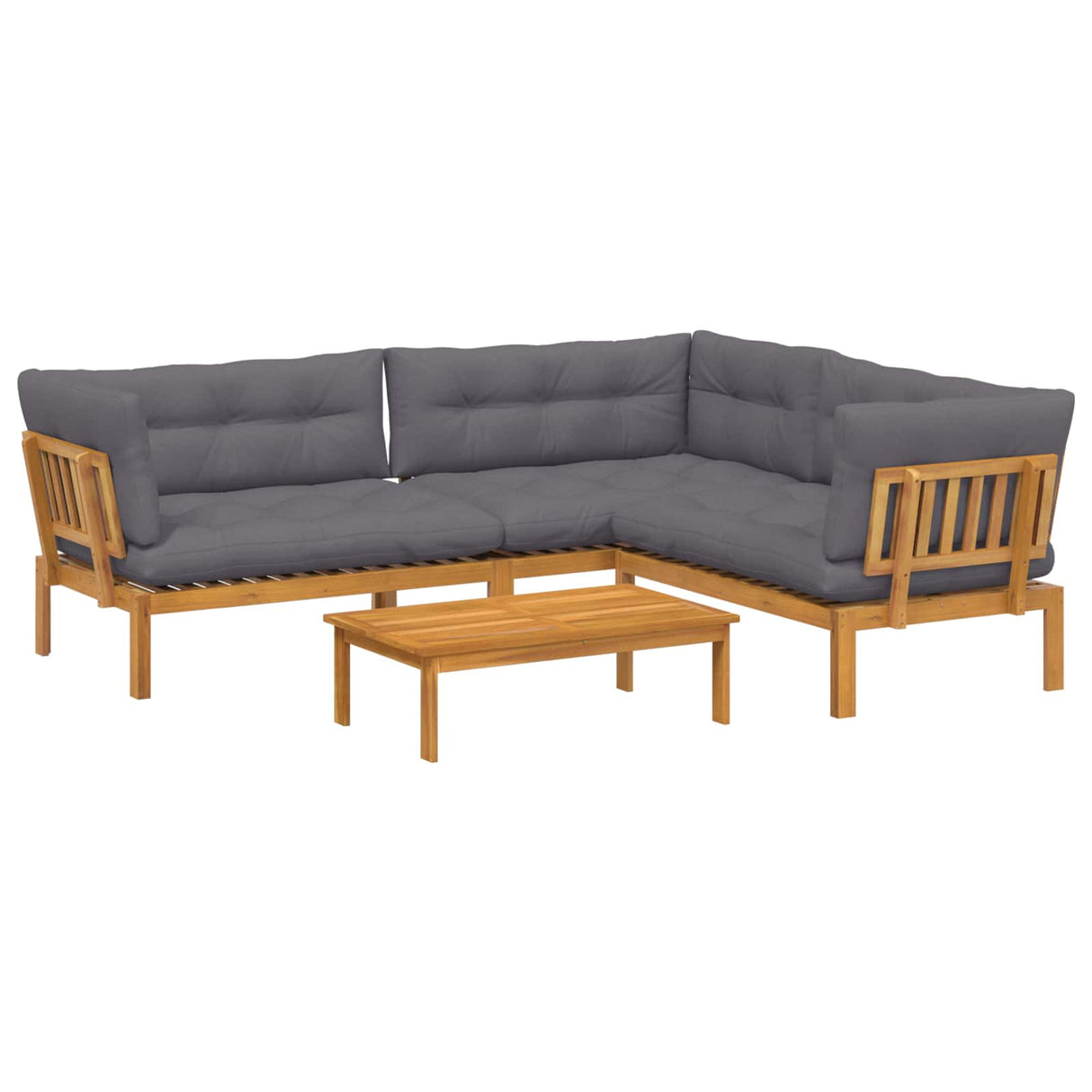 4 Piece Garden Pallet Sofa Units Solid Acacia Wood Natural