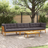 4 Piece Garden Pallet Sofa Units Solid Acacia Wood Natural