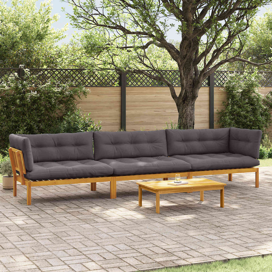 Garden Pallet Sofa Units 4 pcs Solid Acacia Wood Natural