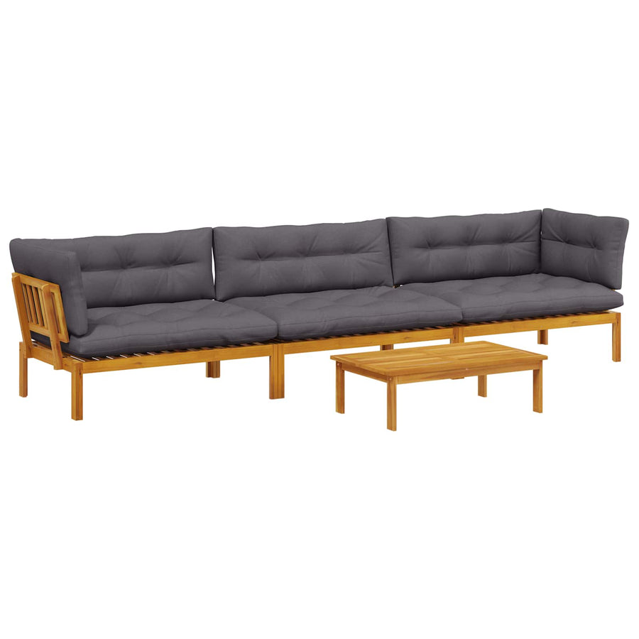 Garden Pallet Sofa Units 4 pcs Solid Acacia Wood Natural