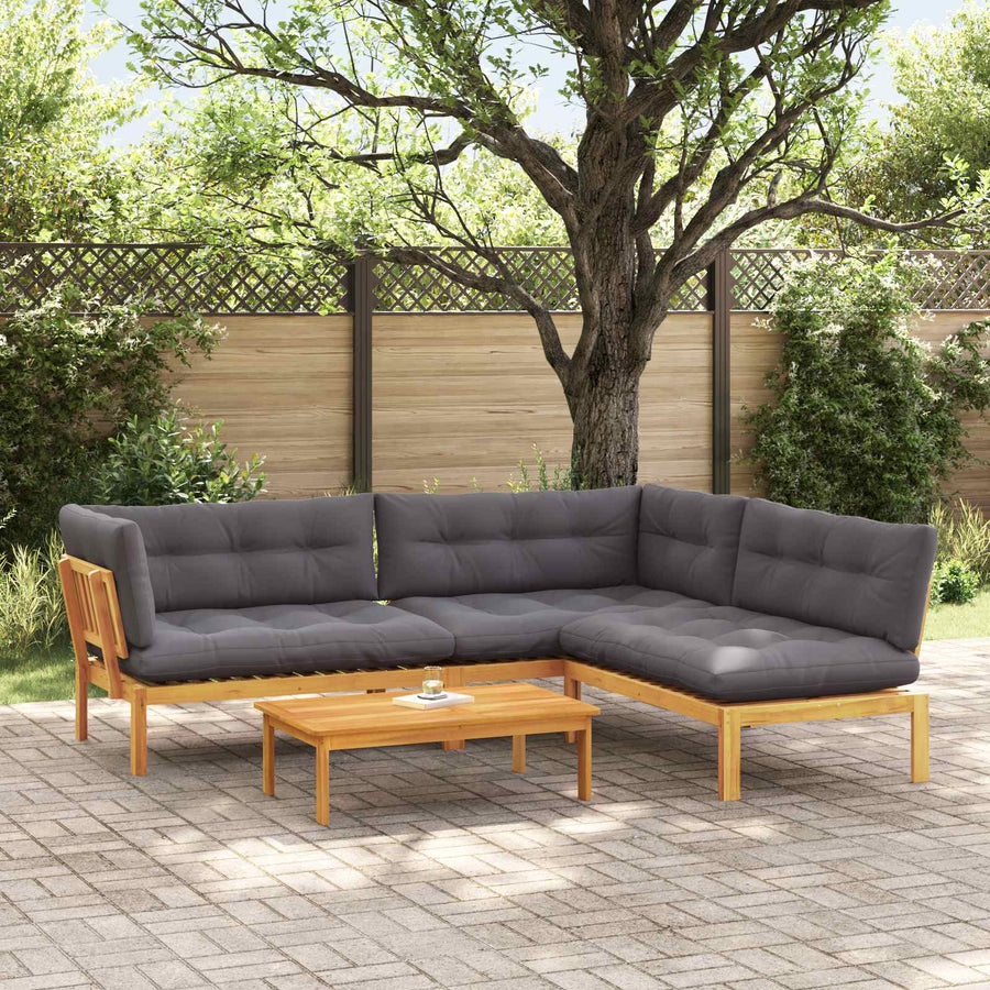 Garden Pallet Sofa Units 4 pcs Solid Acacia Wood Natural