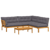 4 Piece Garden Pallet Sofa Units Solid Acacia Wood Natural - Front View