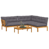 4 Piece Garden Pallet Sofa Units Solid Acacia Wood Natural - Side View