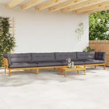 5 Piece Garden Pallet Sofa Units Solid Acacia Wood Natural - Top-Down View