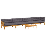 5 Piece Garden Pallet Sofa Units Solid Acacia Wood Natural - Front View